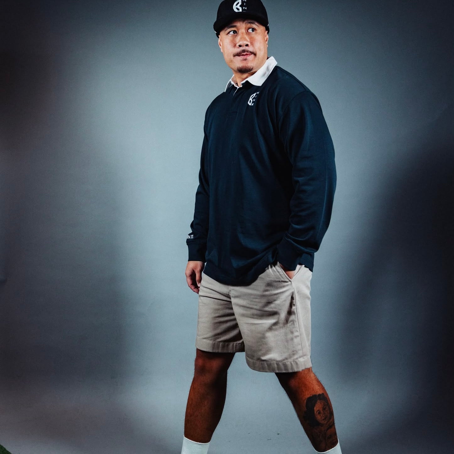 BACK9 Long-Sleeve Polo - Nay/Black